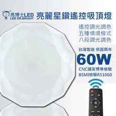 亮博士LED亮麗星鑽遙控吸頂燈60W/多組優惠/適用坪數6~8坪遙控五種情境/八段調光/附遙控器
