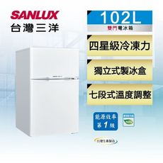 SANLUX台灣三洋102公升一級能效雙門定頻冰箱 SR-C102B1~含拆箱定位+舊機回收