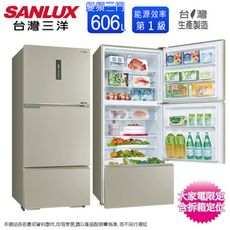 SANLUX台灣三洋606公升一級直流變頻三門電冰箱 SR-V610C~含拆箱定位+舊機回收