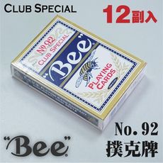 【BEE】現貨美國製造 專業撲克牌 No.92 Club Special(藍) 12副入 高級耐用牌