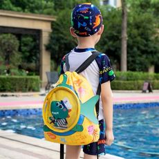 【荷生活】夏季海灘游泳池防水收納雙肩包 乾濕分隔設計透明運動背包-大號