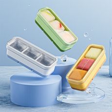 【荷生活】透明防塵蓋三格製冰盒加高不黏底軟膠冰塊模具