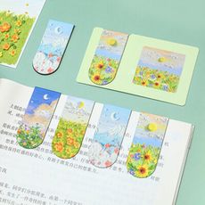 【芬菲文創】花野漫遊磁性書簽 油畫風格高磁性吸附冰箱貼-1套(四款各1)