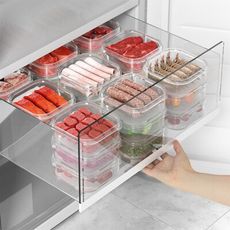 【荷生活】一餐一盒肉類蔬果冷凍冷藏食物保鮮盒 可微波食材分裝盒-大號