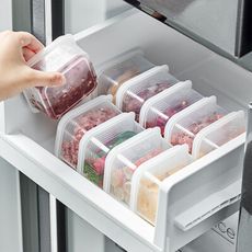 【荷生活】食品級PP材質透明條紋保鮮盒 冷凍肉類食材分裝盒-100毫升四件套1組