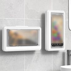 【荷生活】浴室牆面防潑水手機架 免打孔可觸控式廚房追劇手機支架盒
