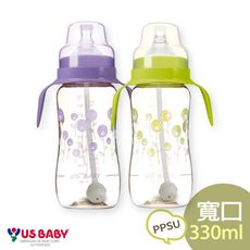 【優生】真母感手把吸管PPSU奶瓶(寬口徑330ml)