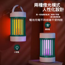 電擊式滅蚊燈 電池充電式補蚊燈 紫光誘蚊 電蚊燈+照明小夜燈 便攜式捕蚊燈