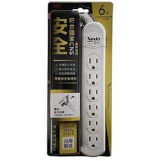 1開6插安全延長線(6尺)-電腦延長線