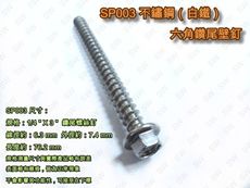 SP003 六角頭鑽尾螺絲 1/4 X 3〞不銹鋼 水泥壁釘（100支 /包）