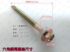Q3 六角頭自攻牙螺絲 12＃x 2-1/2'' 鍍鋅（200支 /包）