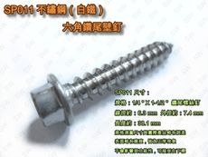 SP011 六角頭鑽尾螺絲 1/4 X 1-1/2〞不銹鋼水泥壁釘（100支 /包）