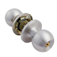 587-ET 喇叭鎖 旋轉鈕設計 圓柱形門鎖（60mm，有鑰匙）不銹鋼磨砂銀用 白鐵色