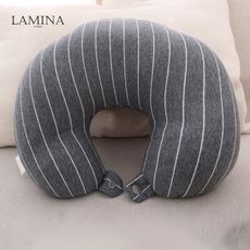 LAMINA 風格條紋兩用午安枕x頸枕-黑-1入