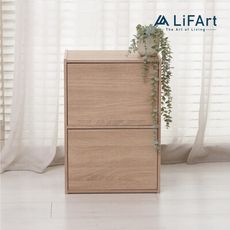 【LiFArt】MIT日系簡約附門雙層收納櫃(2色)