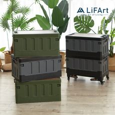 【LiFArt】軍風木板露營摺疊收納箱60L(戶外收納箱/露營/野餐/戶外活動)