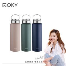 【WOKY 沃廚】提手輕芯鈦瓷易潔層保溫瓶800ml(3色可選)