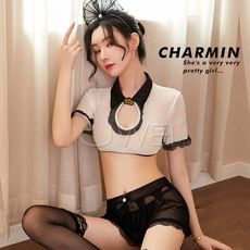 御姐甜心．分體式透視網紗公主服四件組 台灣出貨 性感睡衣 性感火辣 蕾絲透視襯衫 開衫深v誘惑 家居