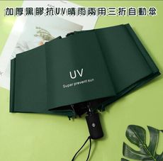 加厚黑膠抗UV高密度防水防曬晴雨兩用三折自動傘M3201-1【AShop】