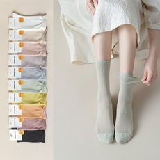 純色網眼日系INS春夏簡約休閒透氣中筒襪堆堆襪M3508【AShop】