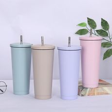 文青風大容量304不鏽鋼吸管杯750ml【AShop】