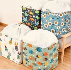 巨無霸100L棉麻布藝束口棉被收納袋棉被袋M1035-1【Alex Shop】