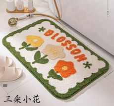 INS簡約花朵方形仿羊絨防滑吸水浴室地墊腳踏墊M2708【Alex Shop】