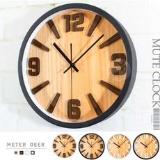 時鐘 掛鐘 創意立體數字刻度款 有框木紋靜音壁鐘 特色造型個性裝飾擺飾時鐘-米鹿家居