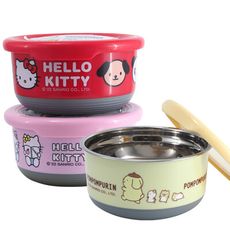 布丁狗/Hello Kitty304不鏽鋼圓形保鮮餐碗-大-紅色/粉紅色