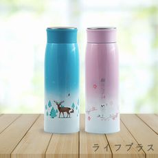 【一品川流】Madyda雪花316不鏽鋼真空保溫杯-420ml-藍色x1支+粉色x1支