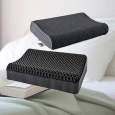 日本8D蜂巢式竹炭釋壓枕頭 送保護枕套 記憶枕 乳膠枕