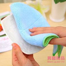 【超細纖維雙面吸水抹布 】洗碗布 洗碗巾 清潔巾 加厚不掉毛  (純色馬卡龍 隨機出貨)