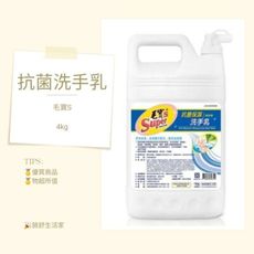 (宅配免運) 毛寶S 抗菌 保濕 洗手乳 無香精（無香）（營業用）（4公斤*12罐）