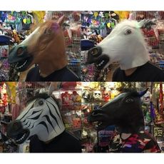 ☆派對達人☆萬聖節面具/馬頭面具/白馬/黑馬/斑馬/棕馬/純種馬/馬頭套/馬頭乳膠面具