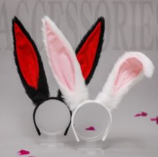 ☆派對達人☆ 兔年裝扮飾品/兔女郎/兔耳/兔子髮箍/長毛兔耳髮箍(可彎折)
