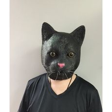 ☆派對達人☆萬聖節裝扮/cosplay動物面具/派對動物/黑貓面具/黑貓乳膠面具/黑貓乳膠頭套