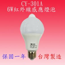 【豐爍】CY-301A  6W紅外線感應燈泡(台灣製)【滿1500元以上贈送一顆LED燈泡】