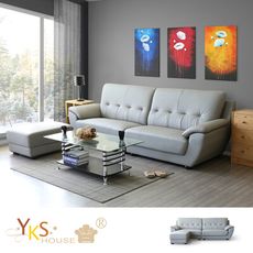 【YKSHOUSE】爪哇L型貓抓皮沙發-獨立筒