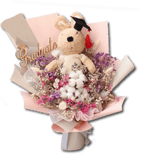 ✿幸福禮物✿畢業法國兔乾燥花花束