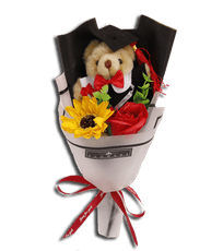 ✿幸福禮物✿畢業熊向日葵玫瑰香皂花束