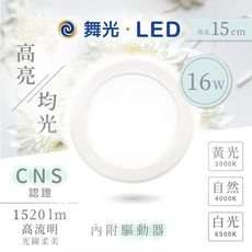 【舞光】超薄LED崁燈崁孔15公分 16W(黃光/自然光/白光)