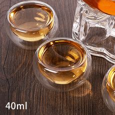 高硼矽雙層玻璃杯 保溫 耐熱 不燙手 40ml