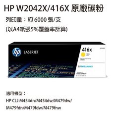 HP W2042X(416X) 黃色高容量原廠碳粉匣  適用HP M454 / M479