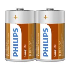 PHILIPS 飛利浦 碳鋅1號電池2入 熱縮