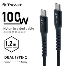 e-Power 200C-BK/Type-C PD快充線/夜幕黑/1.2m 手機Type-C系列