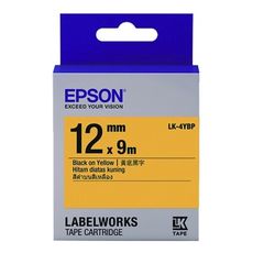 EPSON LK-4YBP(12mm)黃底黑字粉彩標籤帶