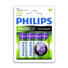 Philips3號低自放2000mAh充電電池4入