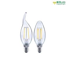 【樂亮】LED 透明燈絲燈 尖清/拉尾 蠟燭燈 4W E14燈頭 110V 黃光 仿鎢絲 2700K