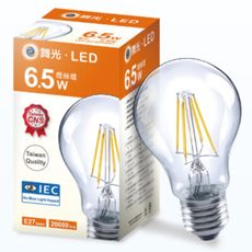 【舞光】LED E27 6.5W 黃光 A60清光透明燈絲燈 全電壓 2700K 工業風/酒吧/氣氛