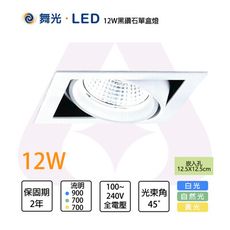 舞光 LED 含稅 12W 黑鑽石盒燈 時尚白 燈體可轉角度30°  適用3米 25129